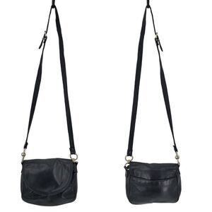 Vintage Tannery‎ West Black Leather Crossbody Shoulder Bag Multiple Pockets